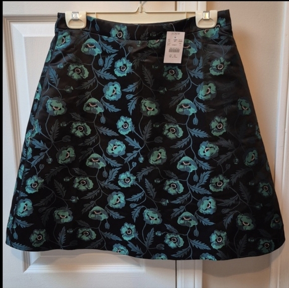 J. Crew Emmie Poppy A-line Black & Green Lined Skirt Size 4, New With Tags - Picture 15 of 16